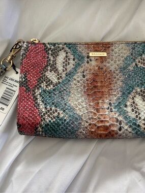 Brahmin Daisy Snake-Print Wristlet